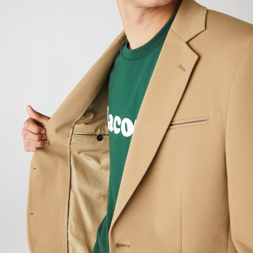 Blazers Lacoste Masculino Bege Stretch Buttoned Straight Fit Cotton DS5-99999N7