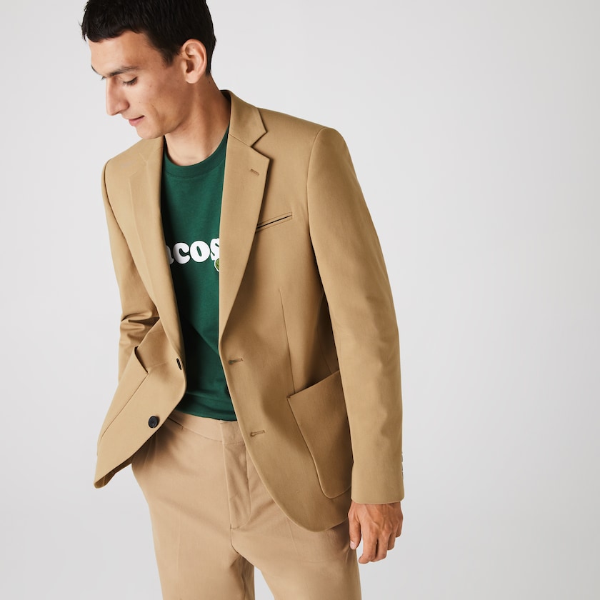Blazers Lacoste Masculino Bege Stretch Buttoned Straight Fit Cotton DS5-99999N7