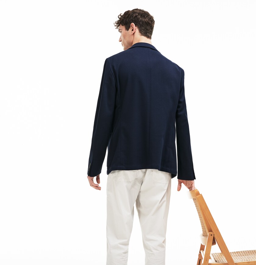 Blazers Lacoste Masculino Azul Marinho Azuis Stretch Cotton Jersey Piqué YU6-61976T6