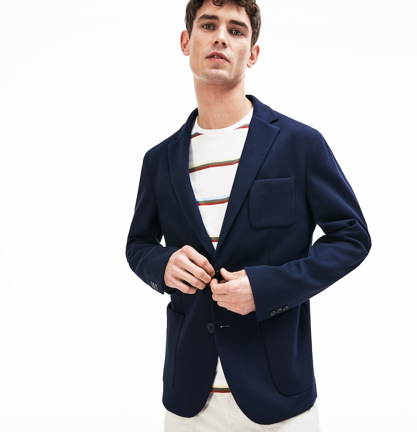 Blazers Lacoste Masculino Azul Marinho Azuis Stretch Cotton Jersey Piqué YU6-61976T6