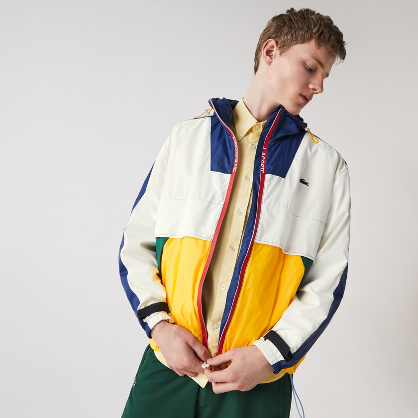 Blusão Lacoste Masculino Branco LIVE Hooded Zippered Colorblock FI2-81878Y5