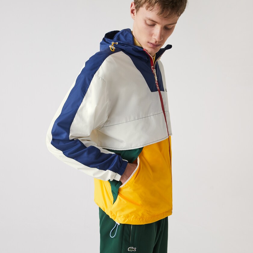 Blusão Lacoste Masculino Branco LIVE Hooded Zippered Colorblock FI2-81878Y5