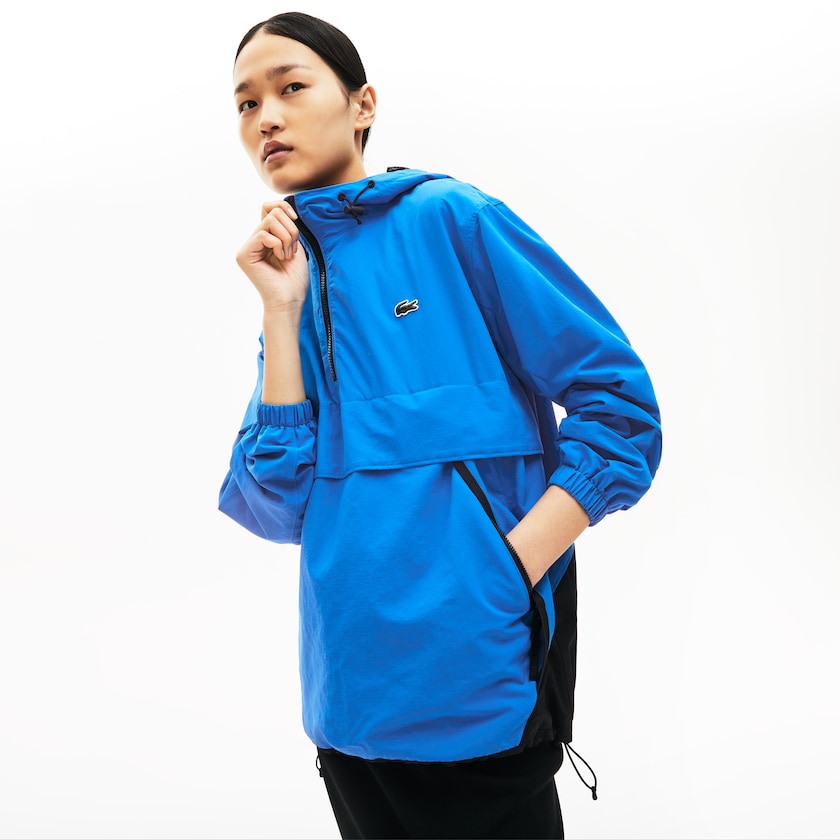 Blusão Lacoste Feminino Azuis Pretas LIVE Water- Resistant Pullover GP2-31533B9