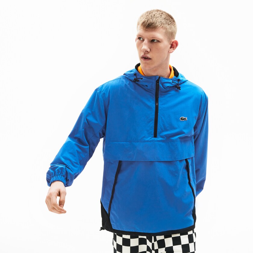 Blusão Lacoste Masculino Azuis Pretas LIVE Water- Resistant Pullover BQ9-12231L3