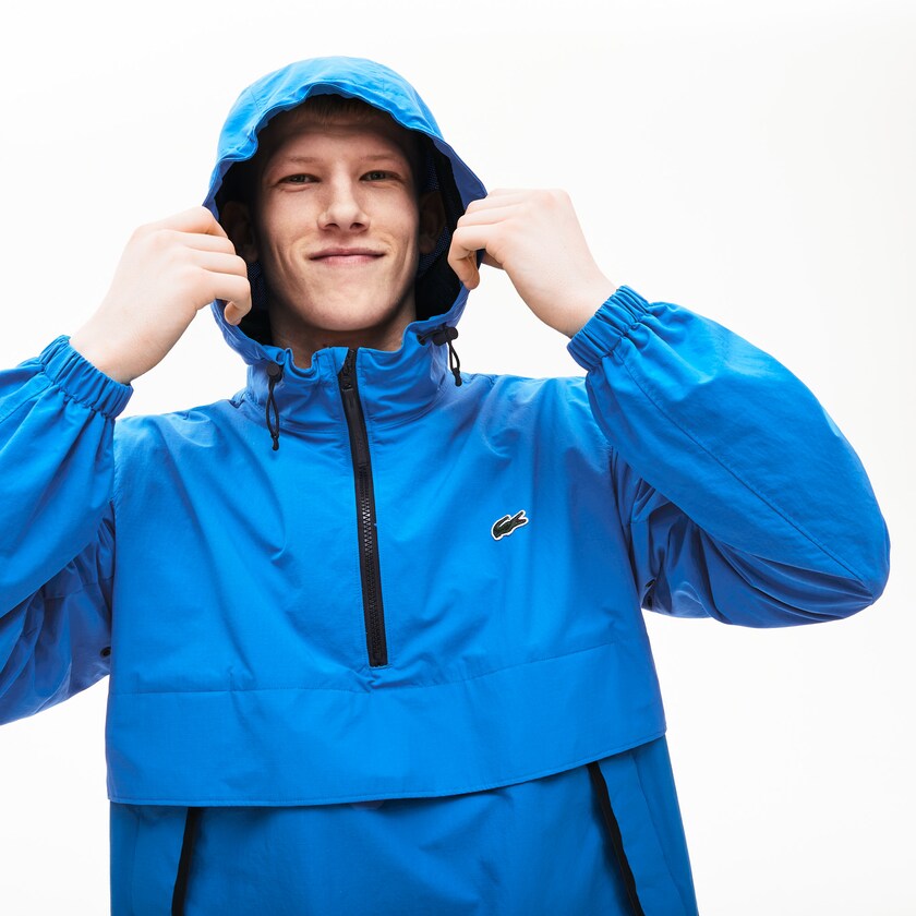 Blusão Lacoste Masculino Azuis Pretas LIVE Water- Resistant Pullover BQ9-12231L3