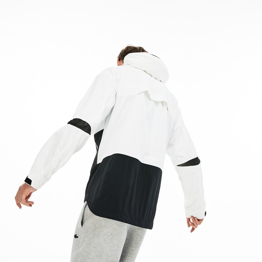 Blusão Lacoste Masculino Branco Pretas Motion Collapsible Colorblock VT3-96419K0