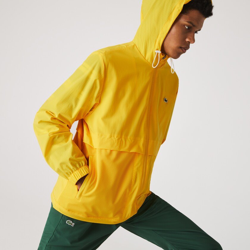 Blusão Lacoste Masculino Amarelas Branco SPORT Hooded Taffeta-Lined FB1-11771Y5