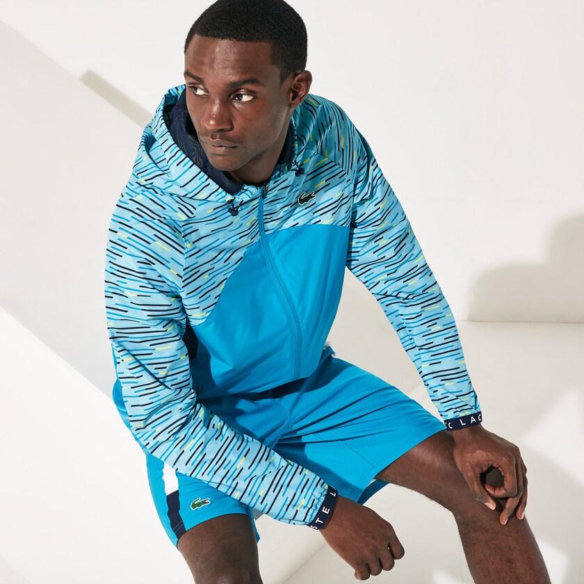 Blusão Lacoste Masculino Turquesa Azul Marinho Azuis Turquesa Amarelas Branco SPORT Hooded Tennis UQ3-06670E3
