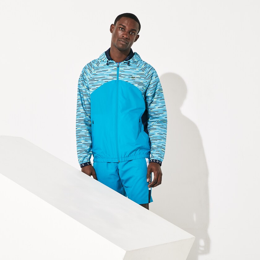 Blusão Lacoste Masculino Turquesa Azul Marinho Azuis Turquesa Amarelas Branco SPORT Hooded Tennis UQ3-06670E3