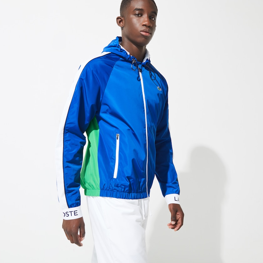 Blusão Lacoste Masculino Azuis Verdes Branco Azul Marinho Azuis SPORT Lightweight Colorblock Tennis GU3-72307H1