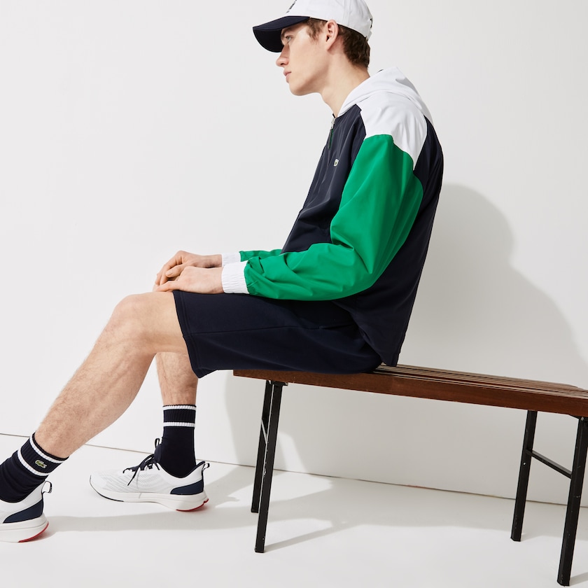 Blusão Lacoste Masculino Azul Marinho Azuis Verdes Branco SPORT Roland Garros Zip-Up NE2-39943M6