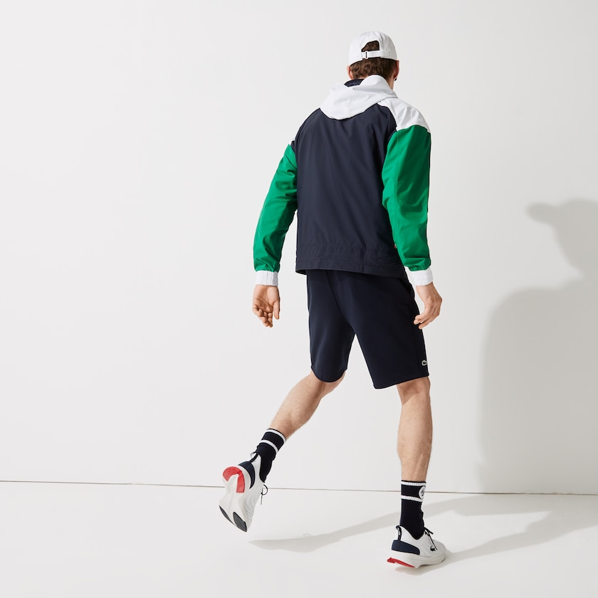 Blusão Lacoste Masculino Azul Marinho Azuis Verdes Branco SPORT Roland Garros Zip-Up NE2-39943M6