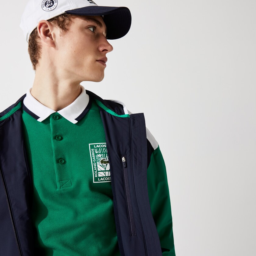Blusão Lacoste Masculino Azul Marinho Azuis Verdes Branco SPORT Roland Garros Zip-Up NE2-39943M6