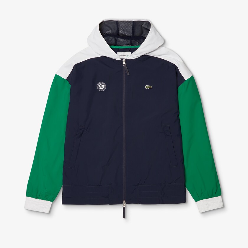 Blusão Lacoste Masculino Azul Marinho Azuis Verdes Branco SPORT Roland Garros Zip-Up NE2-39943M6