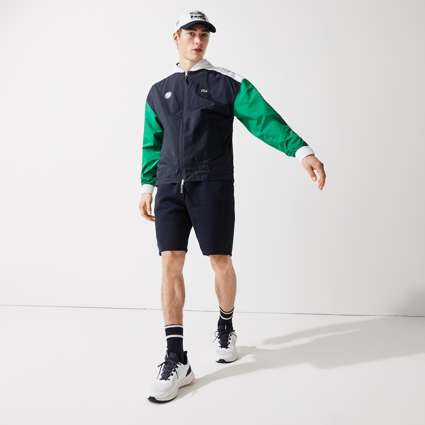 Blusão Lacoste Masculino Azul Marinho Azuis Verdes Branco SPORT Roland Garros Zip-Up NE2-39943M6