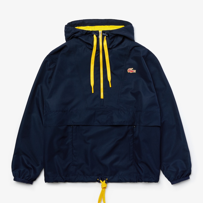 Blusão Lacoste Feminino Azul Marinho Azuis Amarelas SPORT Water-Resistant Pullover NH7-04550W9