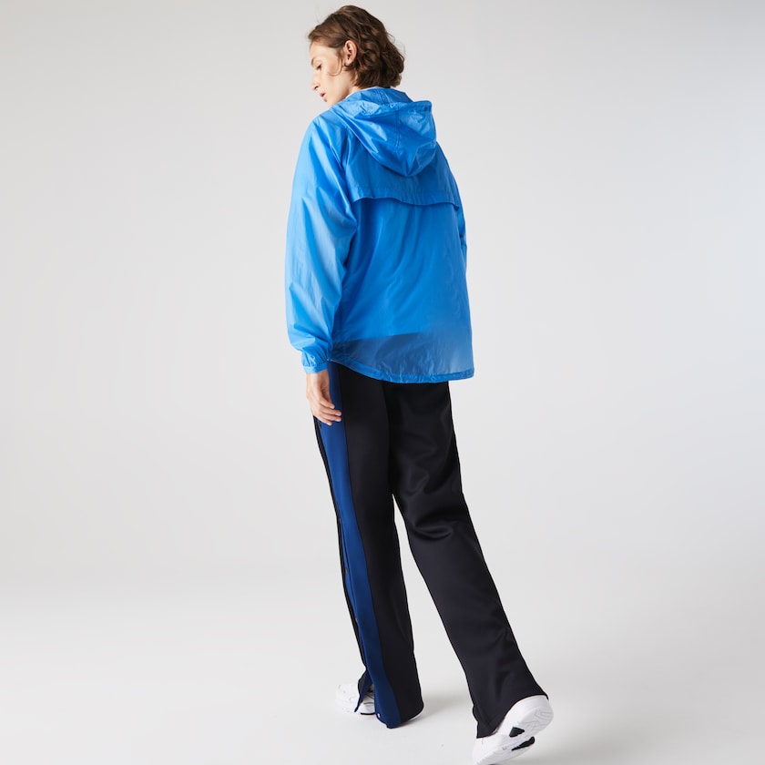 Blusão Lacoste Feminino Azuis Azul Marinho Azuis Zippered Lightweight Transparent Hooded WG3-70317R1