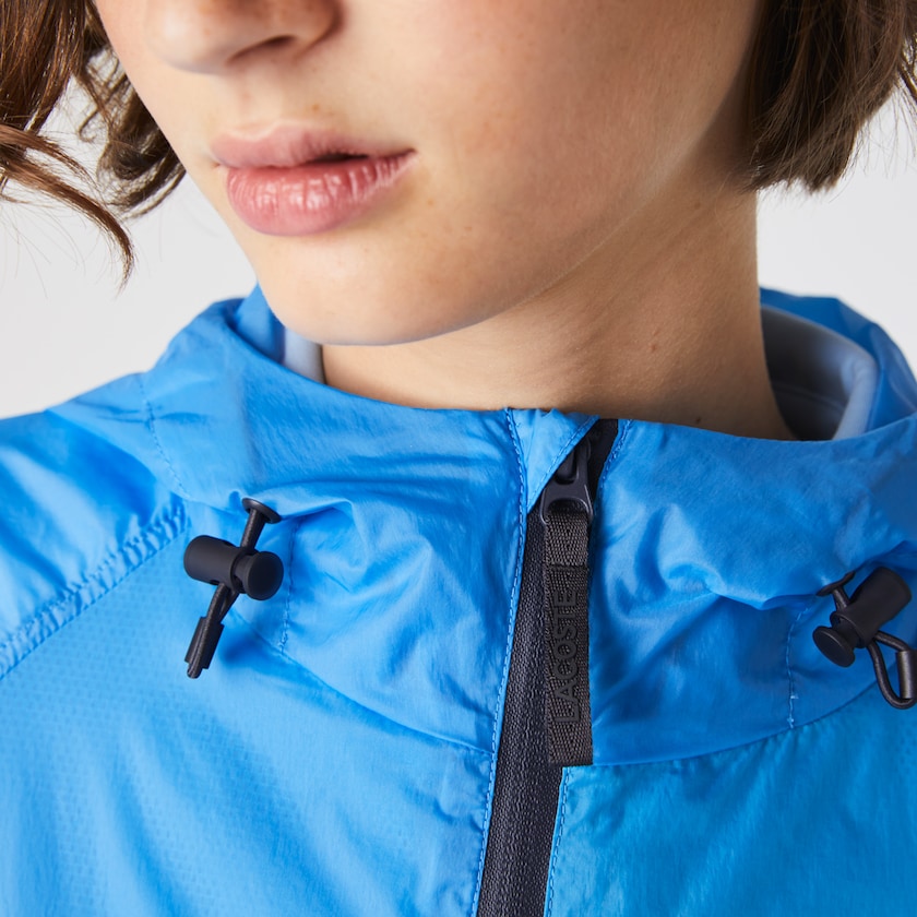 Blusão Lacoste Feminino Azuis Azul Marinho Azuis Zippered Lightweight Transparent Hooded WG3-70317R1