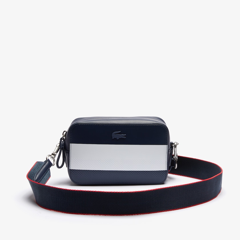 Bolsa Tiracolo Lacoste Feminino Azul Marinho Branco Vermelhas Chantaco Colorblock Piqué Leather ZQ7-71897O7