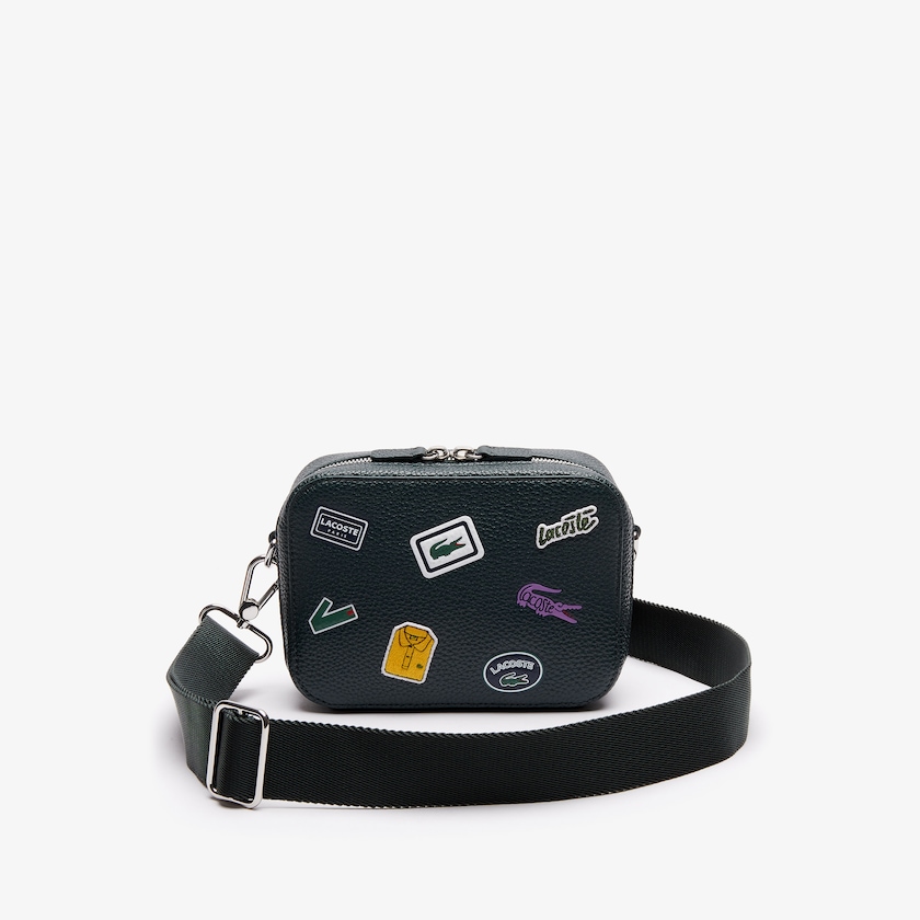 Bolsa Tiracolo Lacoste Feminino Verdes Escuro Croco Crew Badge Grained Leather LH8-48024E5