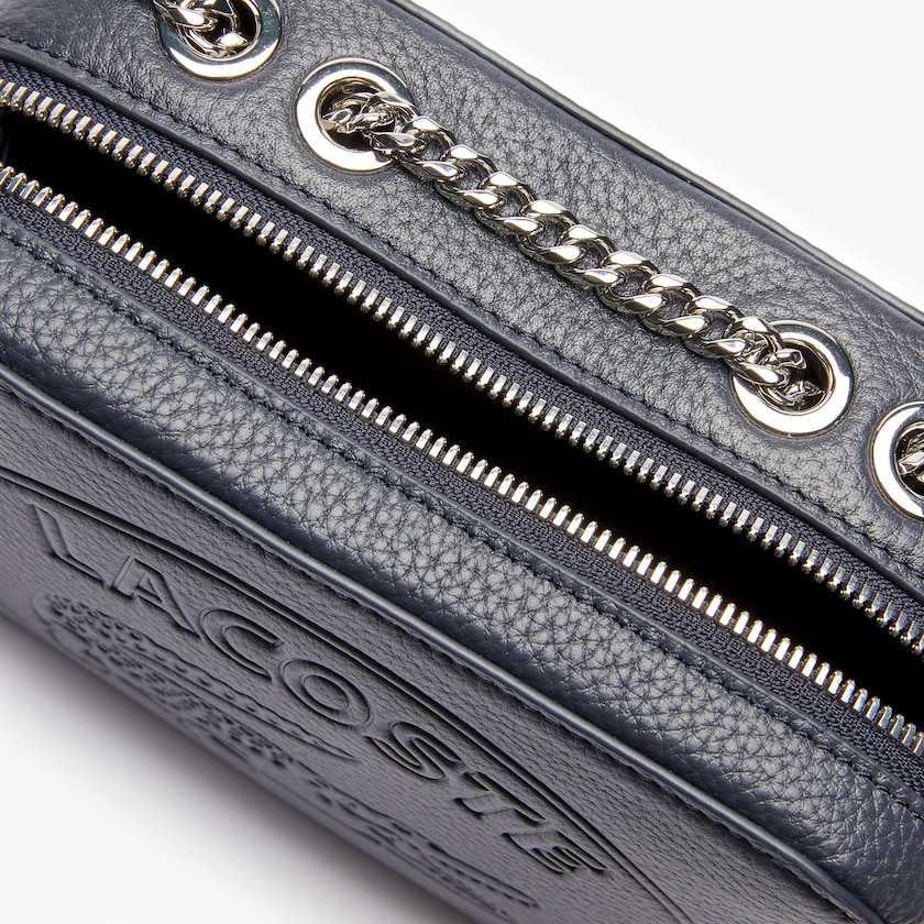 Bolsa Tiracolo Lacoste Feminino Azul Marinho Croco Crew Grained Leather Zip JN7-98509D9