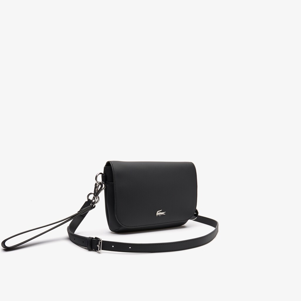 Bolsa Tiracolo Lacoste Feminino Pretas Daily Classic Coated Piqué Canvas Flap MU1-14641A0