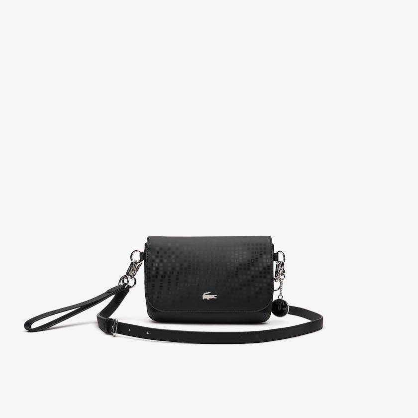 Bolsa Tiracolo Lacoste Feminino Pretas Daily Classic Coated Piqué Canvas Flap MU1-14641A0