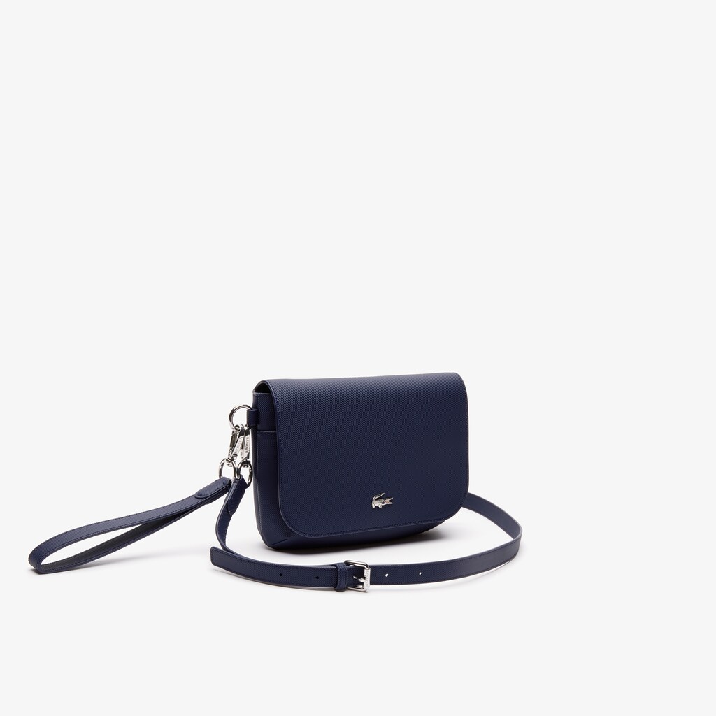 Bolsa Tiracolo Lacoste Feminino Azul Marinho Daily Classic Coated Piqué Canvas Flap AB4-43594M4