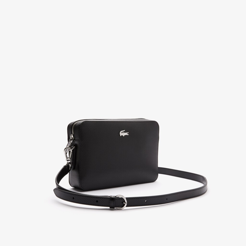 Bolsas Lacoste Feminino Pretas Chantaco Detachable-Strap Premium Piqué Leather Bag MJ5-63556W5
