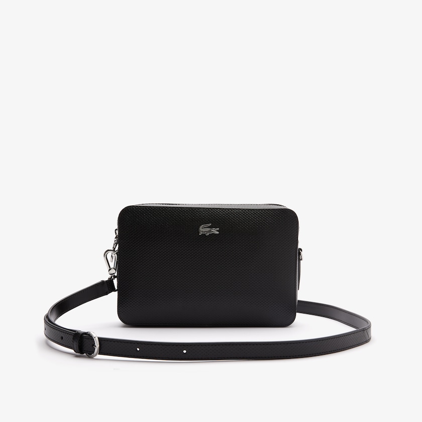 Bolsas Lacoste Feminino Pretas Chantaco Detachable-Strap Premium Piqué Leather Bag MJ5-63556W5