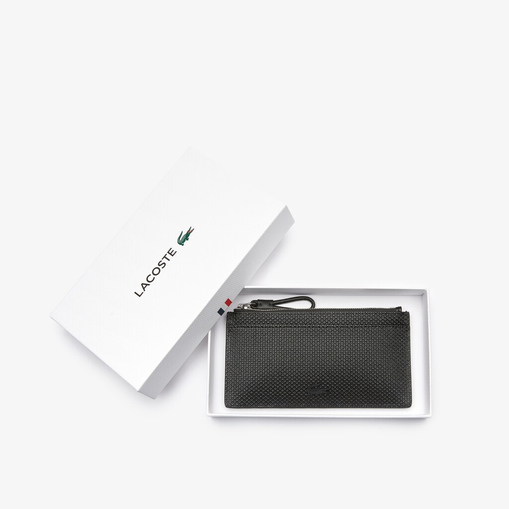 Bolsas Lacoste Feminino Pretas Chantaco Large Piqué Leather Zip Cardholder XP4-20212N8