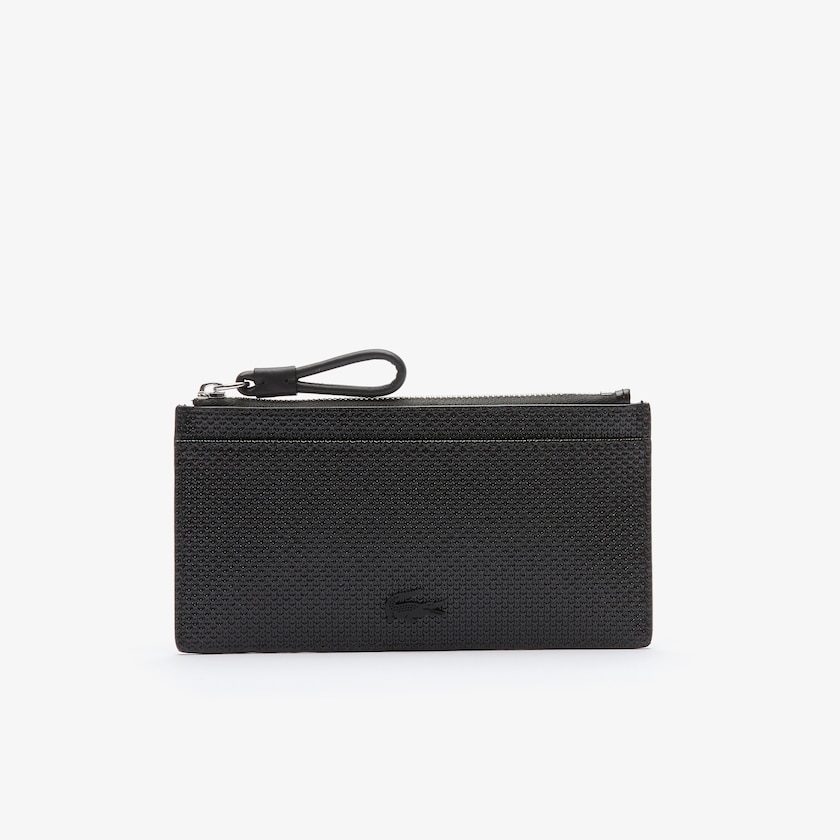 Bolsas Lacoste Feminino Pretas Chantaco Large Piqué Leather Zip Cardholder XP4-20212N8