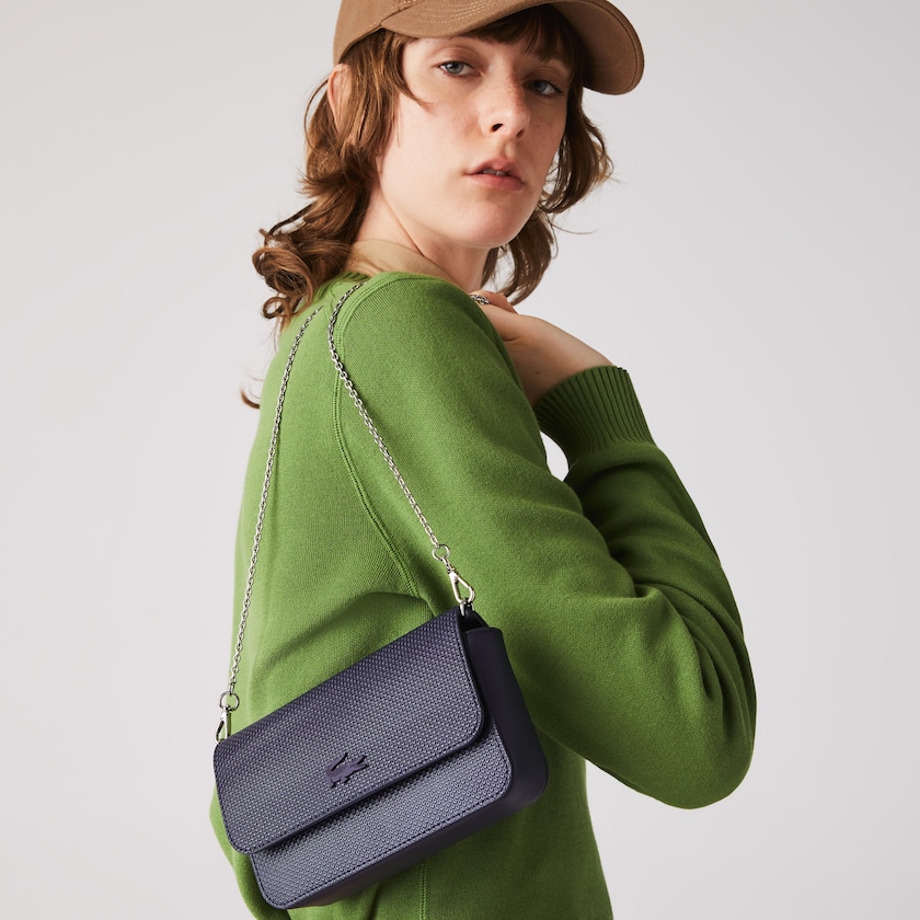Bolsas Lacoste Feminino Azul Marinho Escuro Chantaco Matte Piqué Leather Flap Belt Bag SP5-19811F9