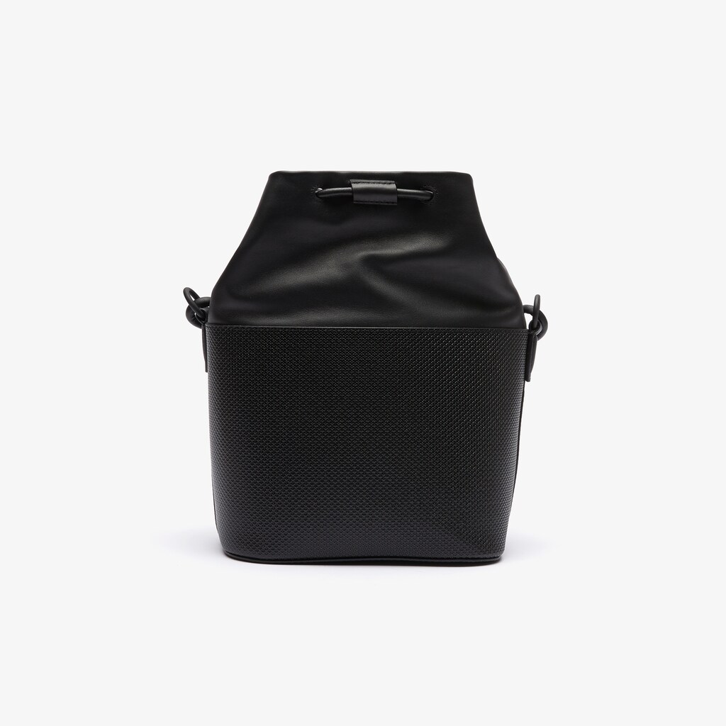 Bolsas Lacoste Feminino Pretas Chantaco Matte Piqué Leather Drawstring Bucket Bag UC8-36033Z3