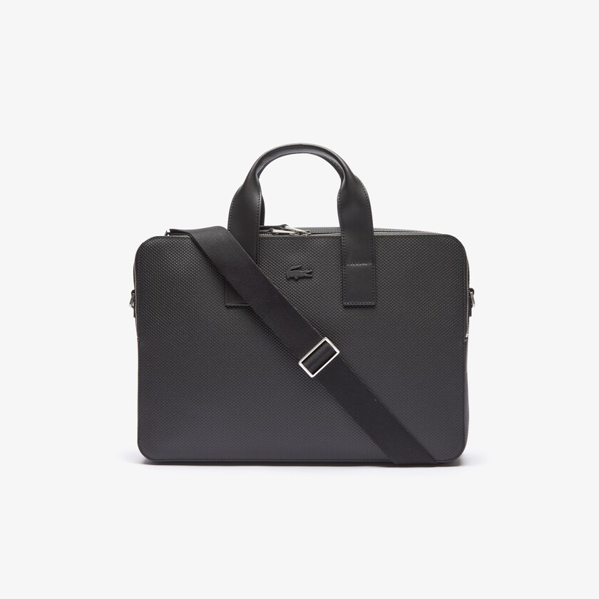 Bolsas Lacoste Masculino Pretas Chantaco Matte Piqué Leather Computer Bag OV7-97069B6