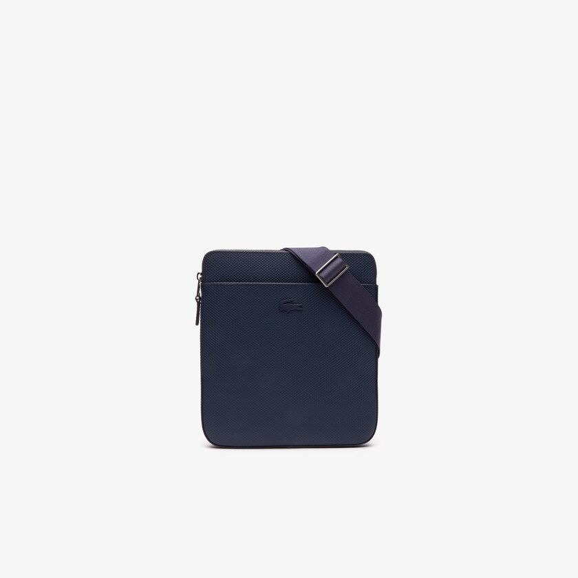 Bolsas Lacoste Masculino Azul Marinho Chantaco Matte Piqué Leather Flat Zip Bag VN1-07550Z8