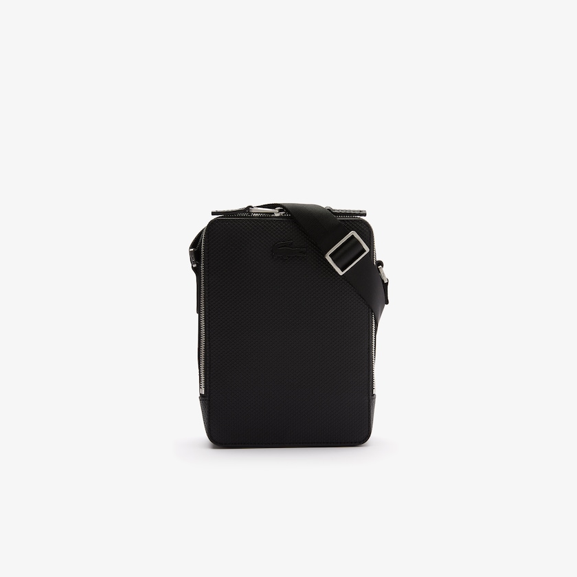 Bolsas Lacoste Masculino Pretas Chantaco Matte Stitched Leather Vertical Camera Bag DX5-55925L5