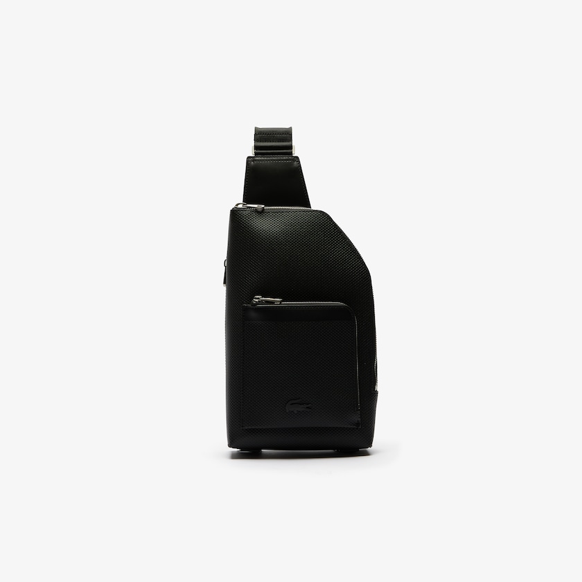 Bolsas Lacoste Masculino Pretas Chantaco Piqué Leather Zip Crossbody Bag ZA5-93769F1