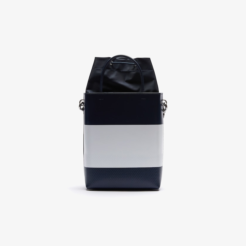 Bolsas Lacoste Feminino Azul Marinho Branco Vermelhas Chantaco Rectangular Color Blocked Piqué Leather Bucket Bag ON1-45064Z2
