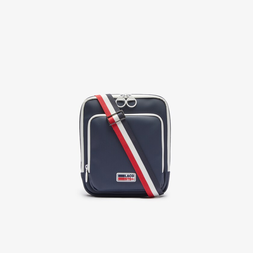 Bolsas Lacoste Masculino Azul Marinho Azuis Branco Vermelhas Classic Tricolour Shoulder Strap And Badge Crossbody Bag NF5-69316H8