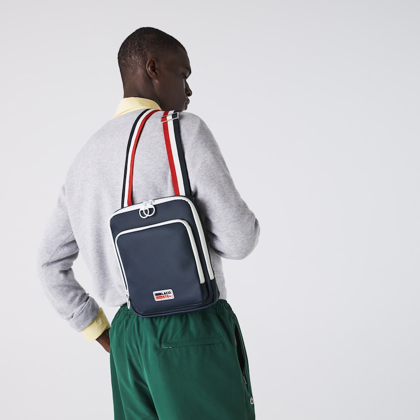 Bolsas Lacoste Masculino Azul Marinho Azuis Branco Vermelhas Classic Tricolour Shoulder Strap And Badge Crossbody Bag NF5-69316H8