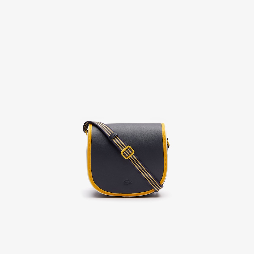 Bolsas Lacoste Feminino Pretas Amarelas Court Line Contrast Piping Small Hobo Bag LD5-28602B5