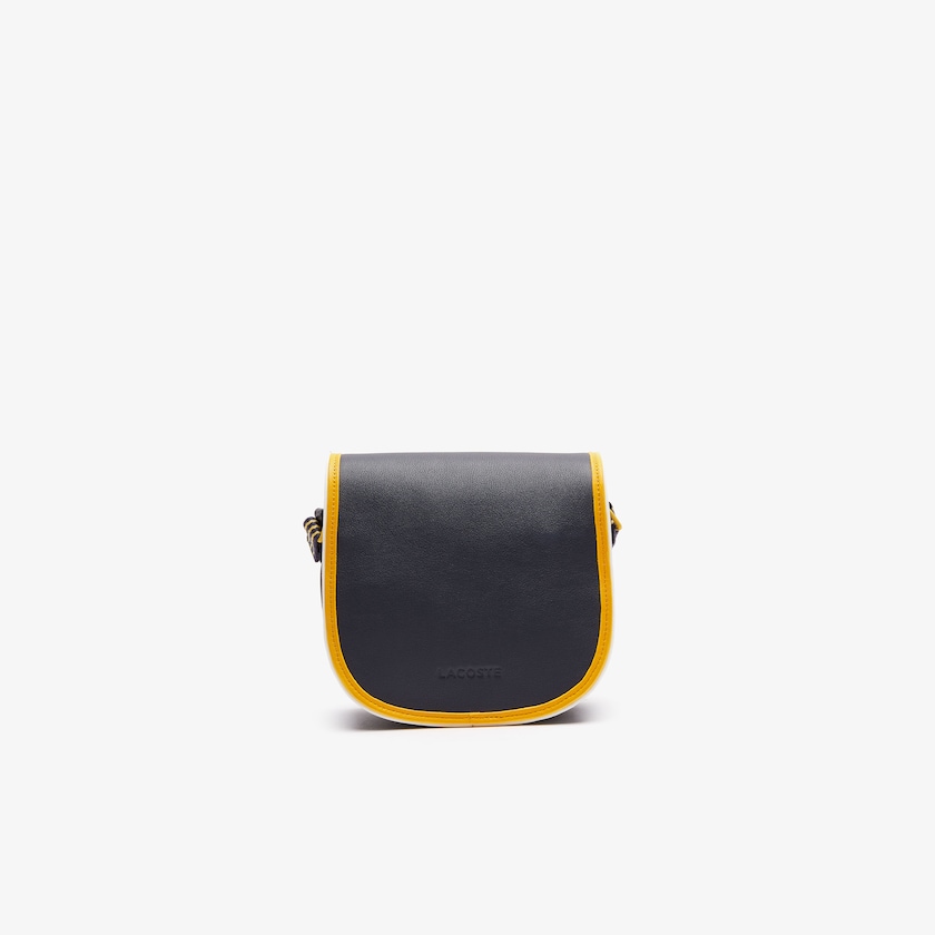 Bolsas Lacoste Feminino Pretas Amarelas Court Line Contrast Piping Small Hobo Bag LD5-28602B5
