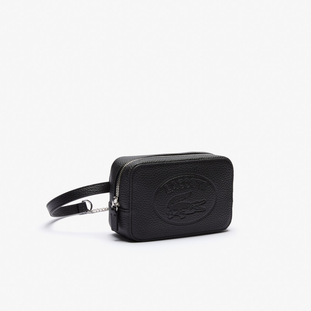Bolsas Lacoste Feminino Pretas Croco Crew Embossed Logo Grained Leather Belt Bag QK1-49894P6