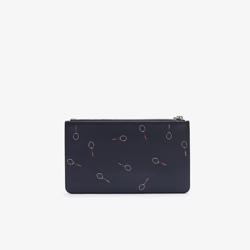 Bolsas Lacoste Feminino Pretas Croco Crew Print Grained Leather Zip Pouch XQ0-20682O6