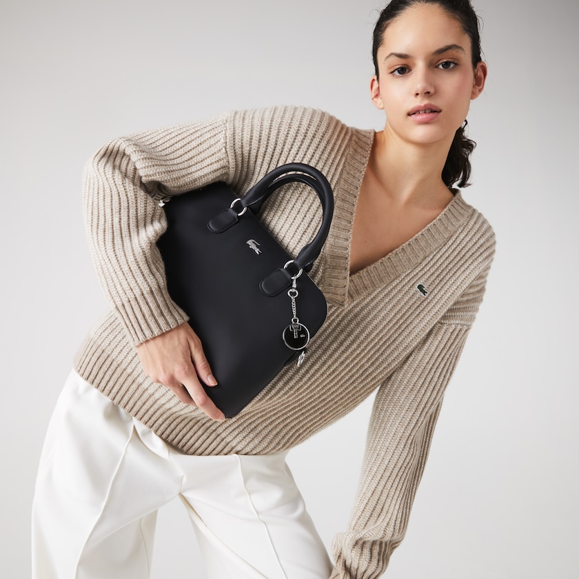 Bolsas Lacoste Feminino Pretas Daily Classic Coated Piqué Canvas Bugatti Bag QQ4-26922D7