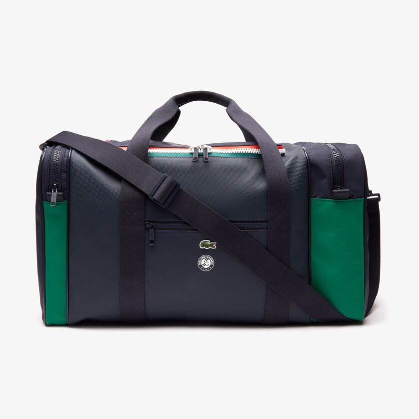 Bolsas Lacoste Masculino Azul Marinho Verdes Roland Garros Two-Tone Nylon Zippered Sports Bag UZ5-41774E0