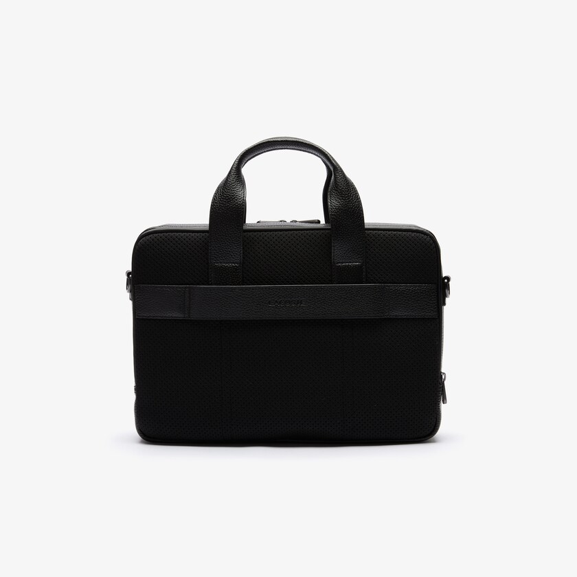 Bolsas Lacoste Masculino Pretas Soft Mate Matte Full-Grain Leather Computer Bag SK5-77547T9
