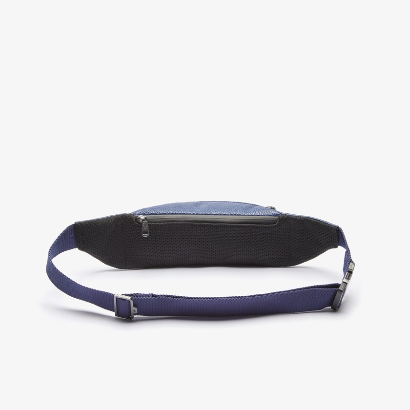 Bolsas Lacoste Masculino Azuis Escuro Soft Mate Matte Full-Grain Leather Zippered Fanny Pack JN0-88608B6