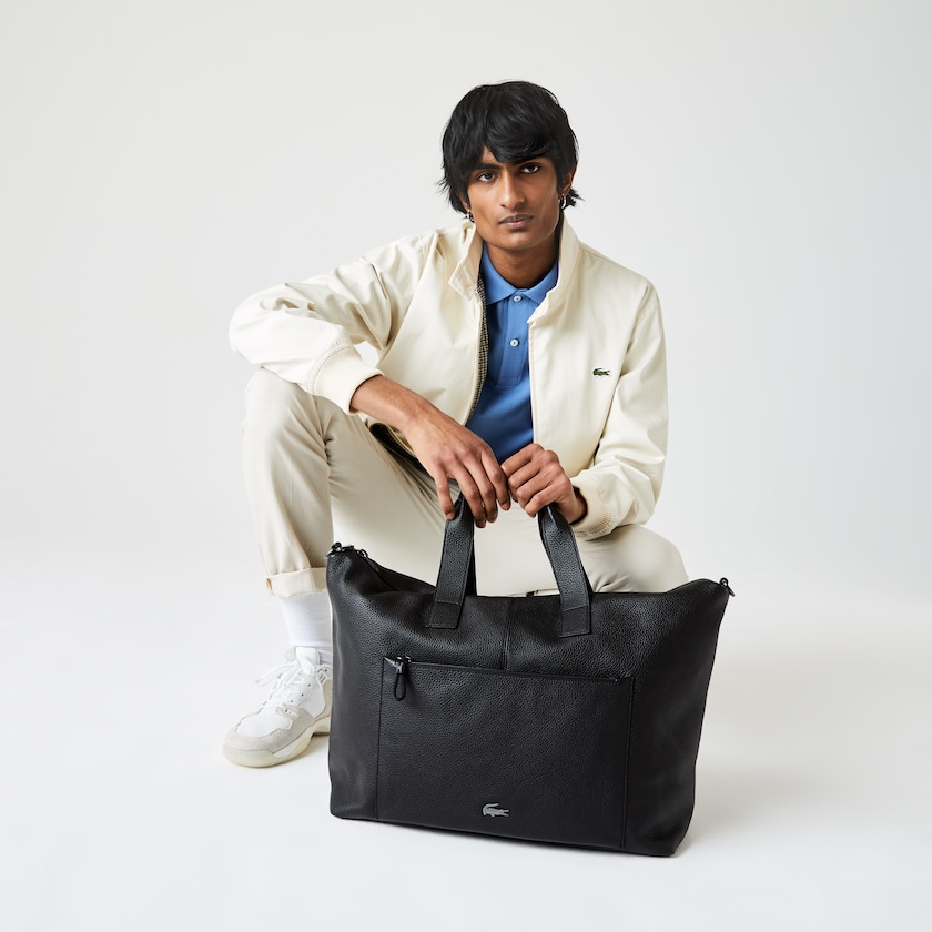 Bolsas Lacoste Masculino Pretas Soft Matte Detachable-Strap Weekend Bag JW1-32423B8